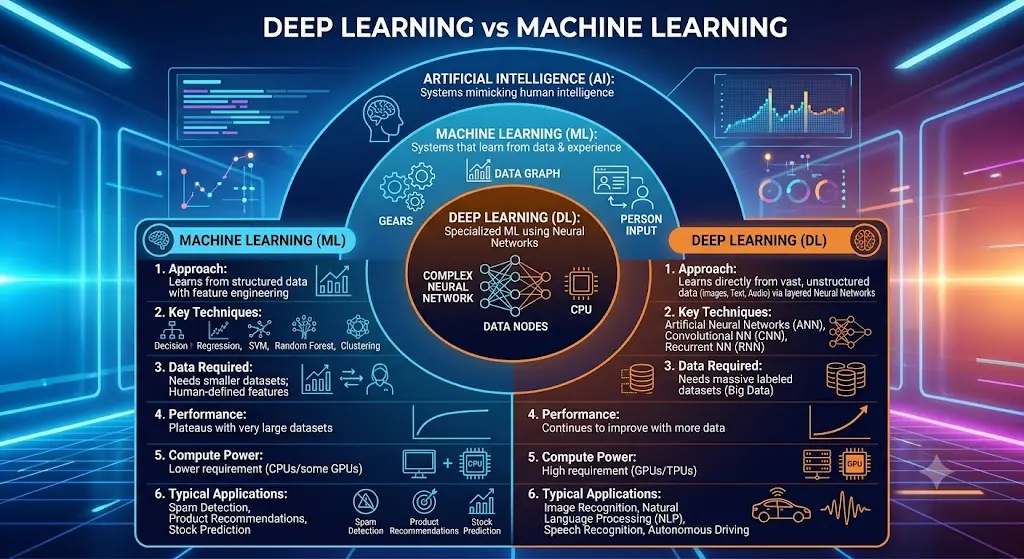 AI vs ML vs Deep Learning: The Ultimate Comparison Guide