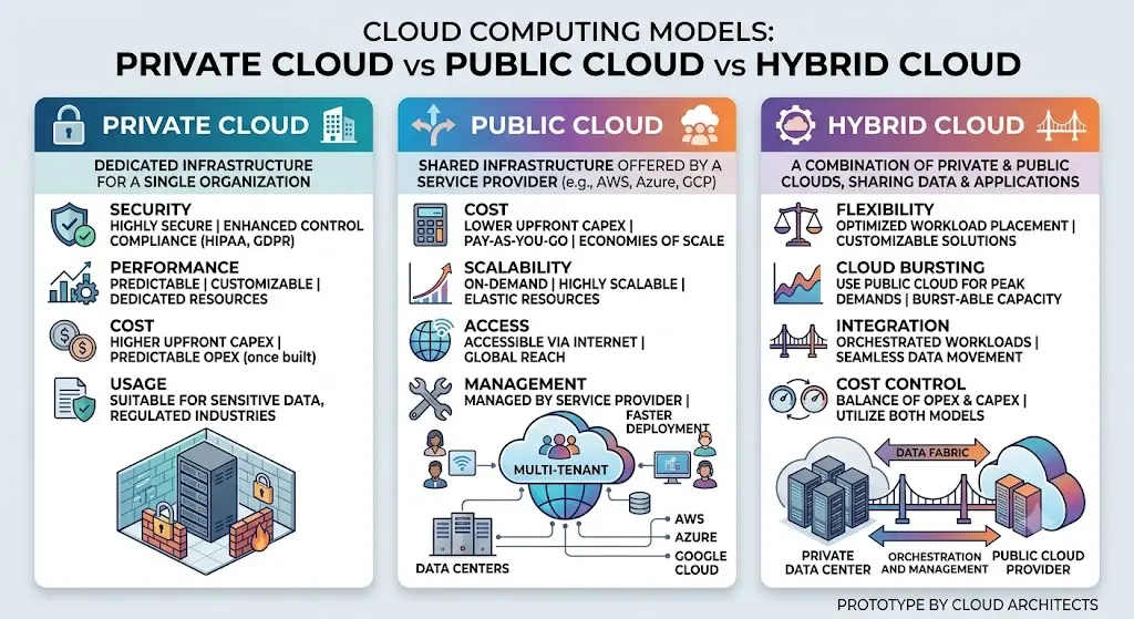 Public Cloud vs Private Cloud vs Hybrid Cloud: Key Differences Explained